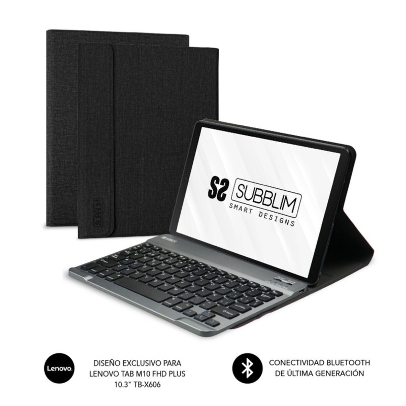 Funda para Tablet y Teclado Subblim KEYTAB PRO Negro Qwerty Español QWERTY